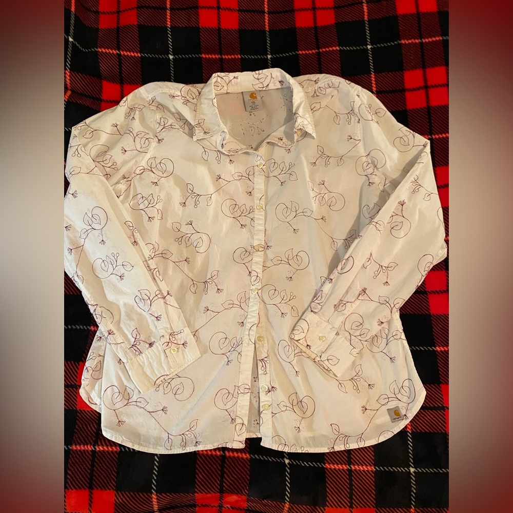 Carhartt Cream and Purple Floral Women's Shirt size 20